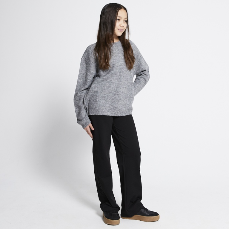 Basic knit sweater "Signe star" Grey Melange